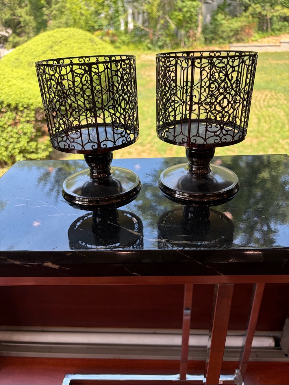 BBW Black Decorative Filigree Candle Holders - Elegant Home Accents